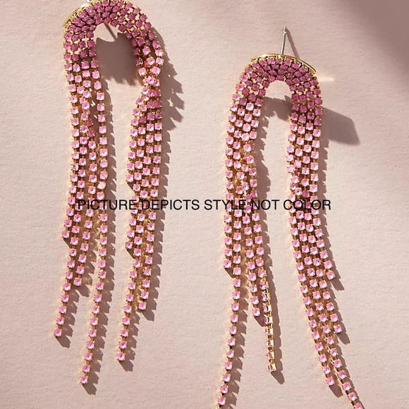 NWT Anthropologie Crystal Crescent Earrings White /SRP$48 - Picture 2 of 4